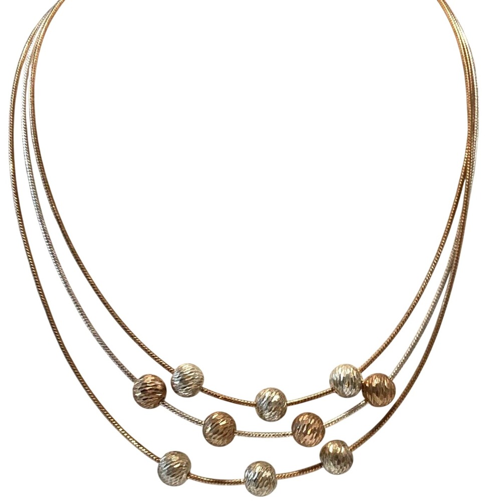 Vintage Dyadema Italy 16.5'' Chain Tiered Necklace Sterling 925 Silver 20g Retro